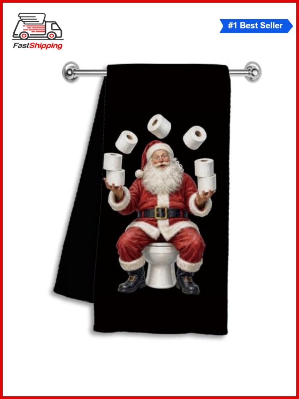 🎅 Funny Santa Hand Towels Waffle Bathroom Decor 16x24in